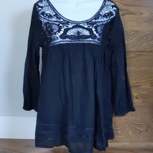 Sundance Catalog Black Embroidered Tunic